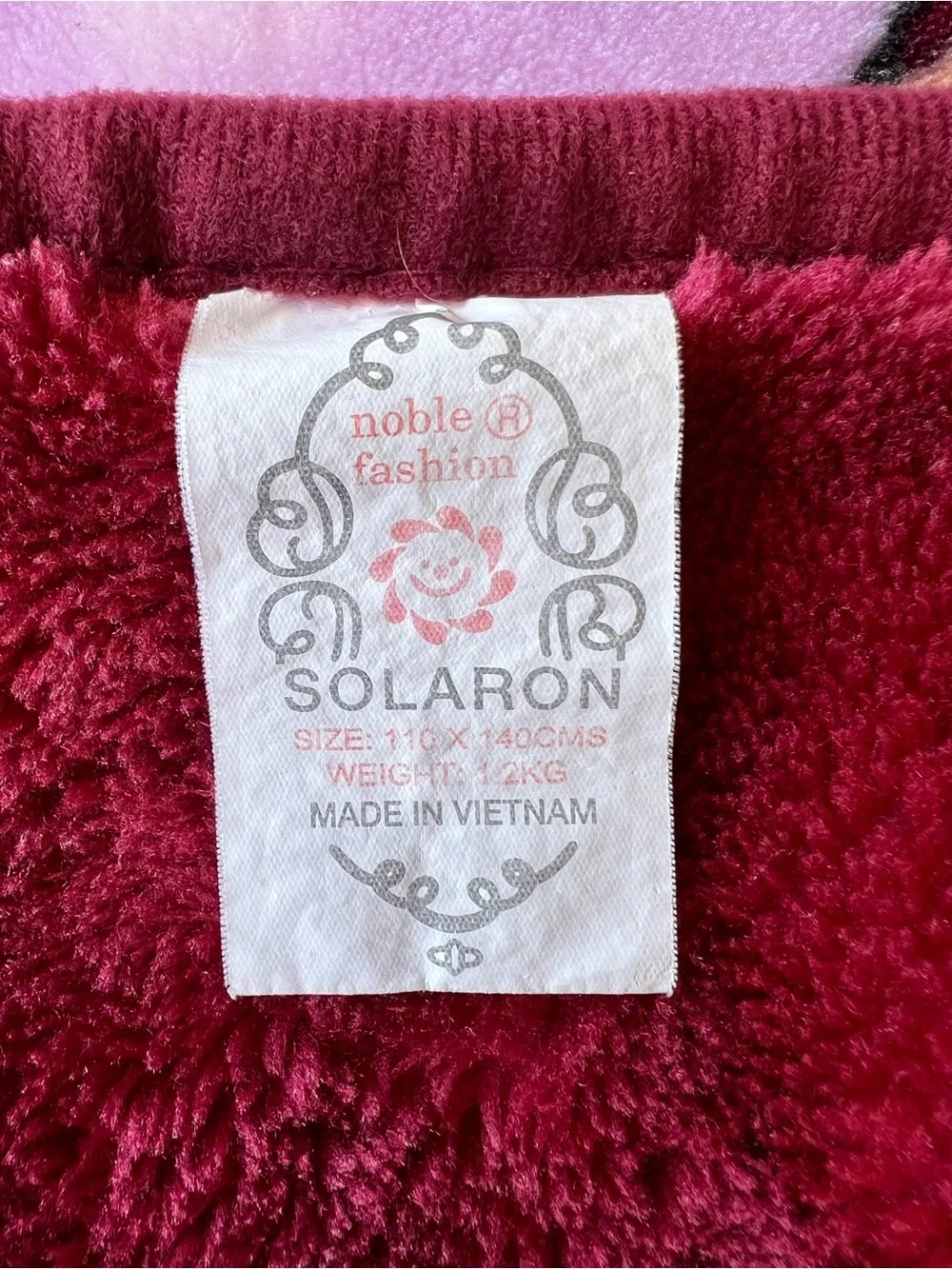 VTG Solaron Western Angel Baby Rocking-Horse Blanket Plush Minky Maroon 56x44”